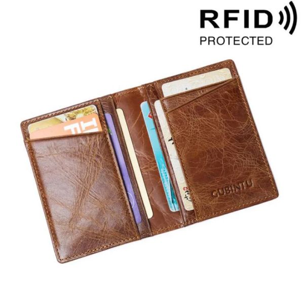 Carteiras Slim Genuine Genuine Leather Anti RFID Protection Proteção de crédito masculino Titular do cartão de crédito Protetor Carteira Cartão de carteira de carteira Caso para homem