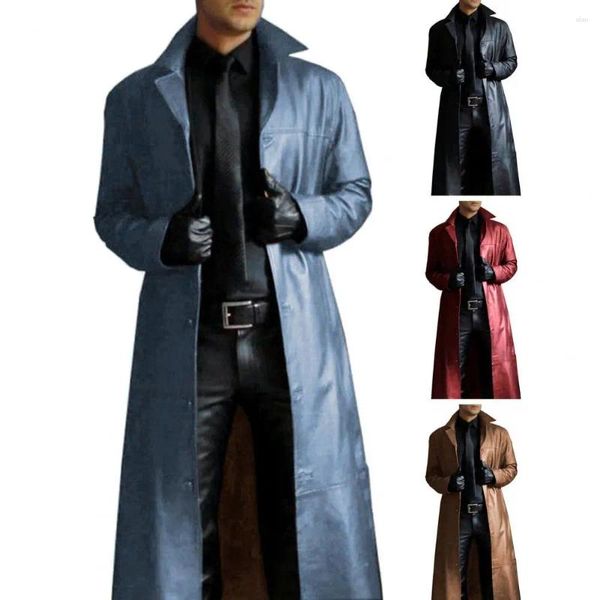 Мужские траншеи палаты ветропроницаемые мужская куртка стильное искусственное кожа