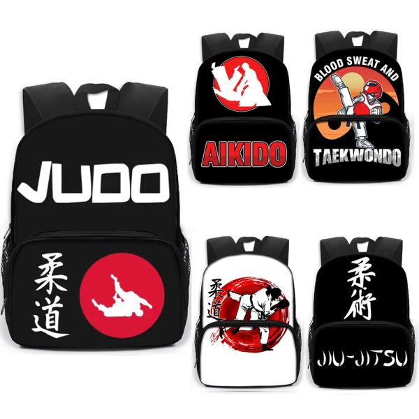 Mochilas Arte Marcial Judo Taekwondo Karate Mochila Para meninos adolescentes meninas Daypack Jiujitsu Aikido Bolsa para crianças para crianças