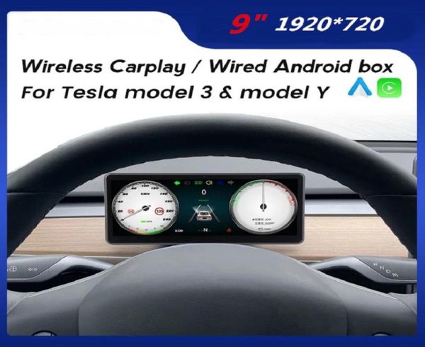 Tesla Model 3 Modell Y Digitale Auto -Armaturenbrettköpfe Display Cluster CarPlay Android Auto für Tesla HUD Power Speed Display3441965