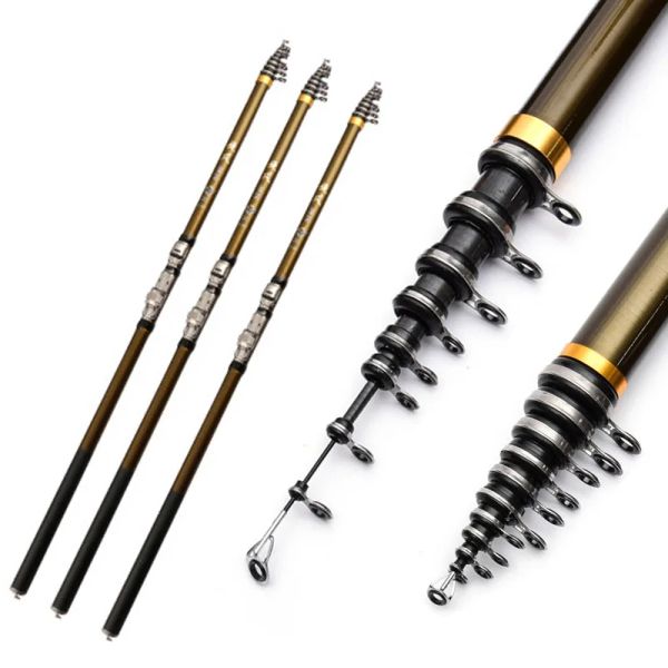 Combo Superhard Tragbares Felsfischerstab 2.7 3.6 4.5 5,4 6,3 m Carbon Teleskop Spinning Fishing Stange Sea Stab Feeder Fly Stange