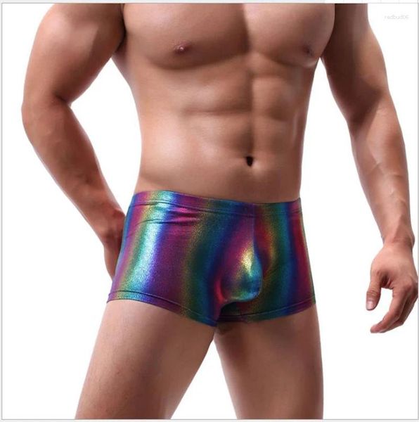 Underpants Design Rainbow Mens Sexy Shiny Bright Colorful Boxer In biancheria intima