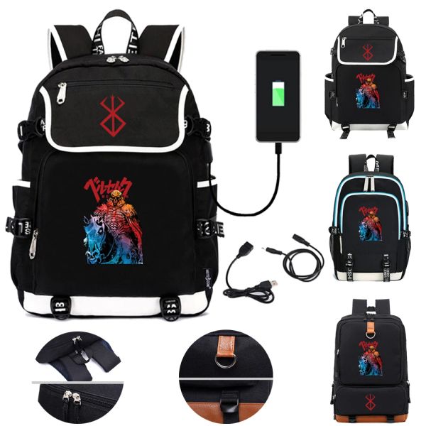 Rucksäcke Japaner Anime Berserk Bag Rucksäcke Unisex Canvas Student Dools Jungen Mädchen Rucksack Mochilas