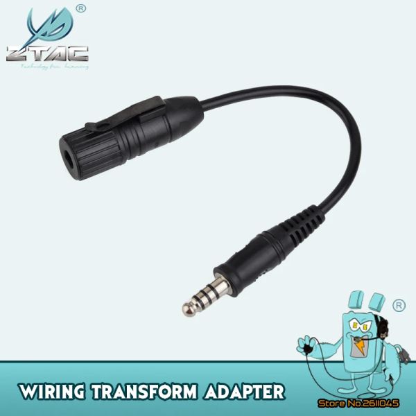 Acessórios ZTAC Tactical Airsoft Hunting Headset Fiação Adaptador Z Adaptador Tactical Adaptador Acessórios para armas de cabo Z145