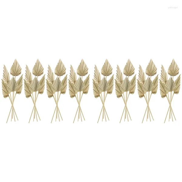 Dekorative Blumen 40pcs Boho getrocknete Palmspeere Blätter kleine echte Lüfter mit Stammblatt -Dekor Vase