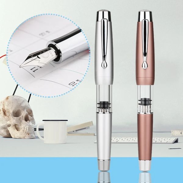 Pens Majohn T2 Penna stilografica elastica pistone acrilico Fountainpen f 0,5 mm di cartoleria della scuola per uffici di scrittura di articoli per la scrittura.