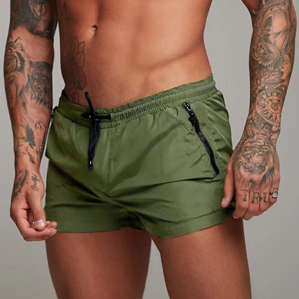 Yaz plajı şort erkekler bagaj şort erkekler moda markası yazılım ordu yeşil şort erkek boksörler katı kısa pantolon erkek 240403