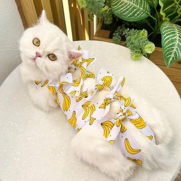 Kedi Kostümleri Ayarlanabilir Geri Strap Kıyafet Meyve Desen Pet Takım Baskı kısırlaştırıcı Sütten kesme küçük kediler için sterilizasyon