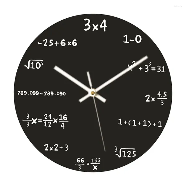 Relógios de parede redondo relógios matemáticos 30x30cm fórmulas de matemática grandes assistir preto para o quarto decorativo de quarto de casa