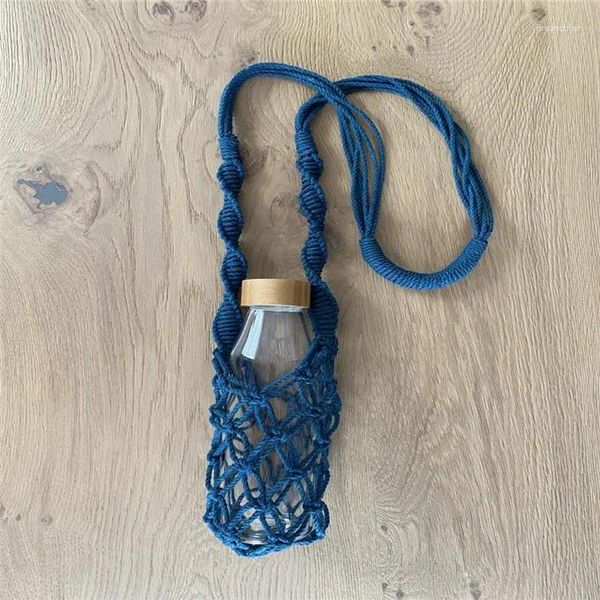 Figurine decorative Macrame Porta della bottiglia d'acqua Riutilizzabile cinghia lungo