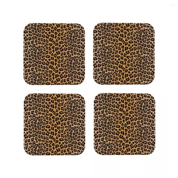 Tavolino tavolino leopardo sottobicchieri da caffè in pelle tochemat taglie taglie decorazioni cuscinetti per la cucina da cucina bar