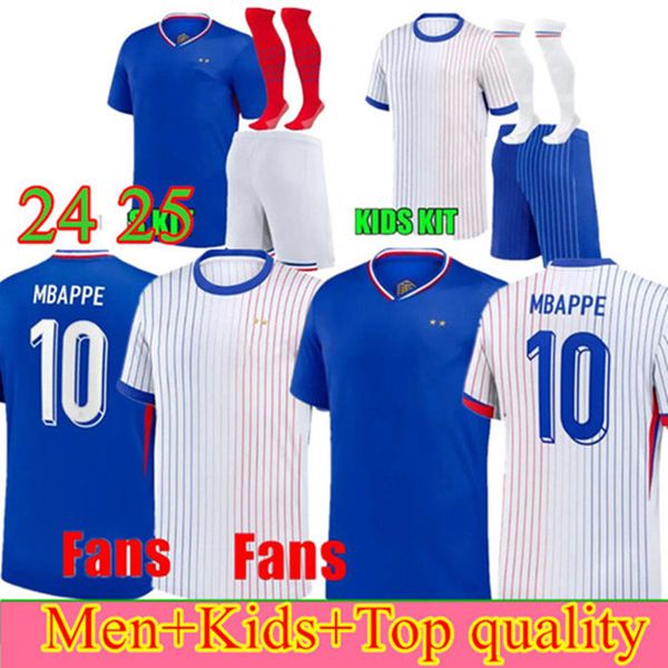 24 25 Fransız Mbappe Kante Benzema Saliba Giroud Kante Futbol Formaları 2024 Hayranlar Oyuncu Versiyonu Griezmann Giroud Maillot de Foot Kids Kit Erkekler Futbol Gömlek