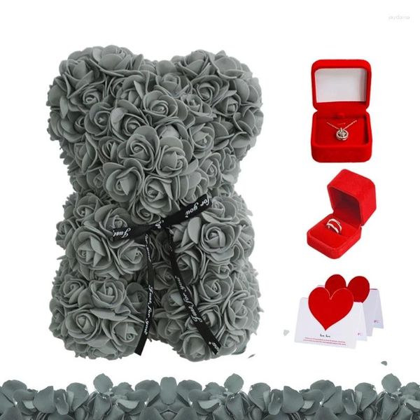 Dekoratif Çiçekler Romantik Kolye Yüzük Hediye Kutusu Seti Vaka Tutucu Sevgililer Günü Düğün Dekoru 6 Renk A0KE