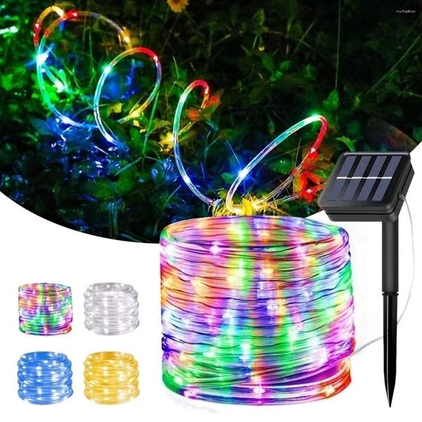 Saiten 100LED Solar Rohr Sader Light 8 Modi wasserdichte LED -Kupferdrahtlichter im Freien für Garten Party Tree Weihnachtsfeiertagendekoration