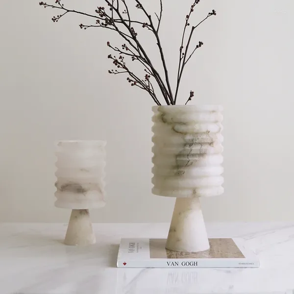 Vasos cor primária natural vaso de pedra de pé alto ornamento criativo encadeado desktop desktop lucite vasos decorativos de flores
