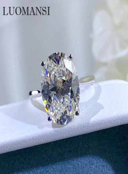 Clusterringe Luomansi 105ct Oval Super Flash Big Diamond Ring 100S925 Sterling Silber 18k Gold Frau Hochzeit Engagement Jewelr7687459