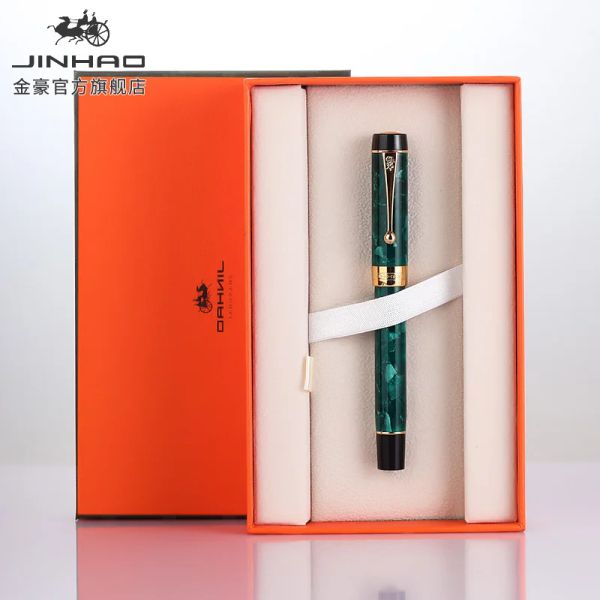 Pens Jinhao 100 Centennial Resin Limited Edition Green multicolor fonte caneta dourada/clipe de clipe de prata Escritura Escola