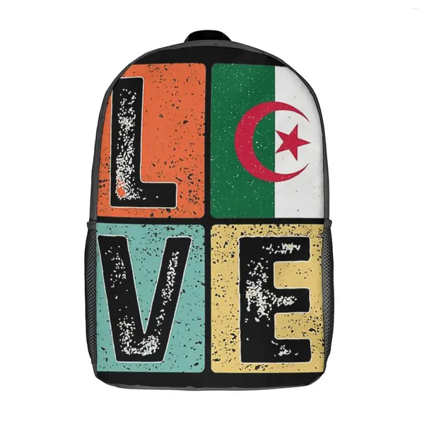 Backpack I Love Argélia Flag para Presente de Pride Argelina Yythk Firm Snug Rucksack17 IMCOLHO ombro das escolas vintage Gráfico casual