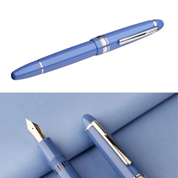 Pens New Mohn P136 Fountain Pen Blue Blue Color com pistão de cobre de metal 0.4 EF Nibs School Supplies Office Student Writing Pens