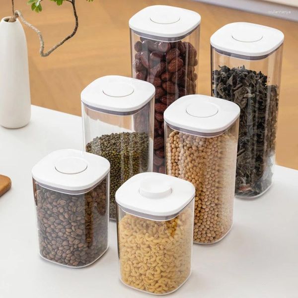 Bottiglie di stoccaggio cucina da 4 pezzi Contenitori come alimenti in resina utilizzano BPA Sealed Sealed Cereals Nuts Nuts A farina d'avena Accudio a prova di umidità