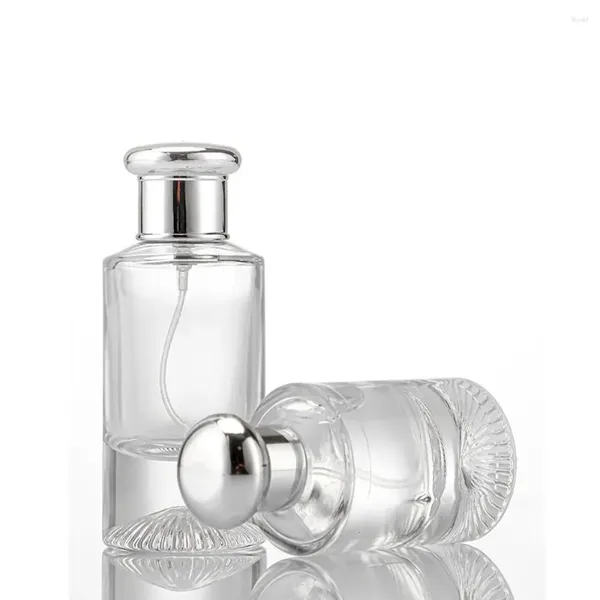 Garrafas de armazenamento garrafa de perfume de vidro transparente Tipo de prensa portátil