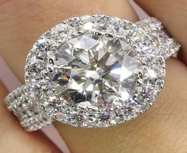 Neue Markenschmuck 14KT Weißgold gefüllt 8ct Big Topaz Simuliertes Diamond Hochzeitsverlobungsband Ringe für Frauen57246051671451