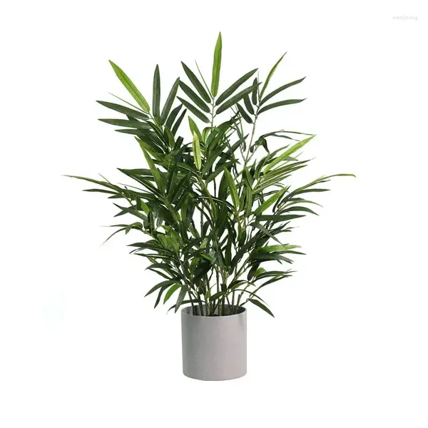 Flores decorativas Planta em vaso artificial em verde Bamboo cinza Melamine Pot Lavender Pampas Decoração de casamento azul AR