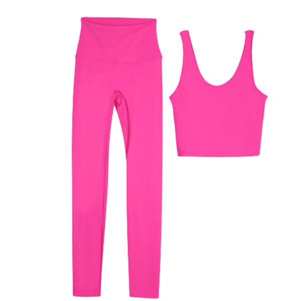 Ll feminino yoga sportswear gym conjunto de ginástica de colete de manteiga Fitness Fitness High Wist Bottom Pants Rank Up Ups Sports Use Jogging Leggings Lu Lu Set Feminino Vendas Quente