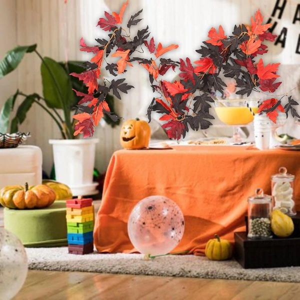 Flores decorativas Garland artificial Decorações de Halloween Fall para Stair Varanda Stand Stand Stand Janela