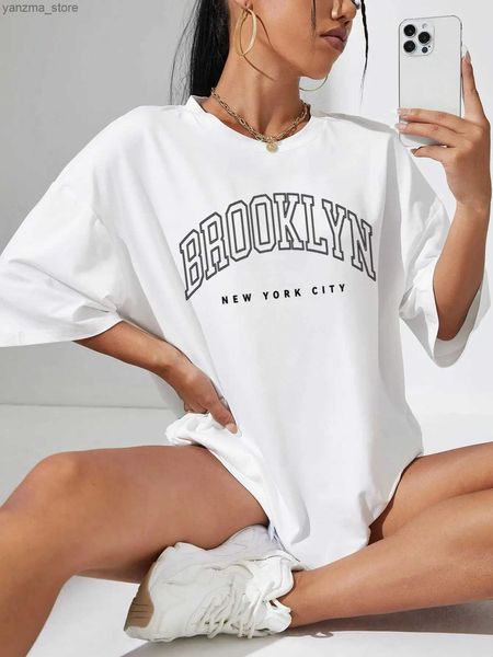 Frauen T-Shirt Brooklyn New York City gedruckt T-Shirts Frauen Mode Baumwolle komfortable Tops O-Neck Casual T ShirtSummer Sports T-Shirts Y240420