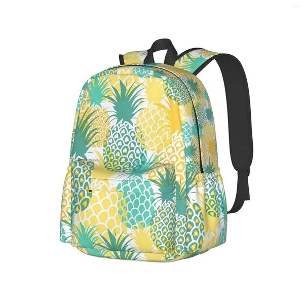 Laptop de mochila Ajustável Crazy Tropical Hawaii Pineapple Girl School Office Adulto Bag Feminino Camping Casual Viagem