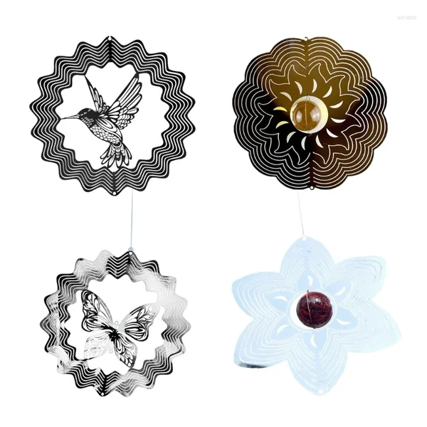 Figurine decorative Flower Flower Spinner Flower Rotating Metal Catchers decorazioni sfarinati di uccelli riflettenti