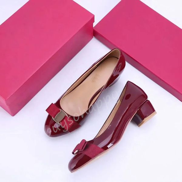 Bow Ballet Flats Designer Lady Vara Bow Tanzschuh Fashion Geschenk Freizeitschuh Luxus rotes Leder Sandale Größe 35-42