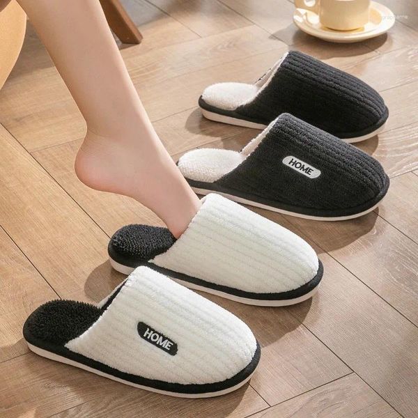 Pantofole per la casa invernale maschile da donna Coppia di pantofole camera da letto peluche piatte non slittanti comodi scarpe di cotone per casa comode