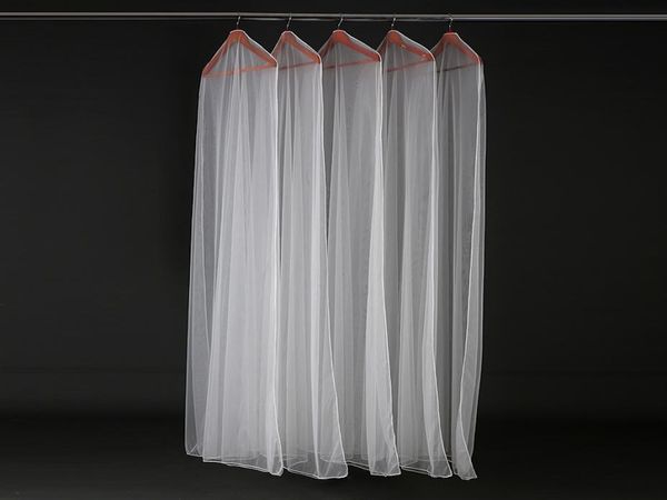 160cm de 180 cm de vestido de noiva transparente Capa de poeira de tule macio sacos de vestido de noiva resistente à rede Bag1821258