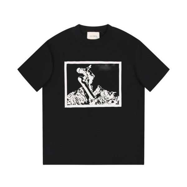 Дизайнерская проверенная версия G Family 24 Spring/Sment New Unisex Snow Mountain Block Block Print Универсальная простая футболка с короткими рукавами