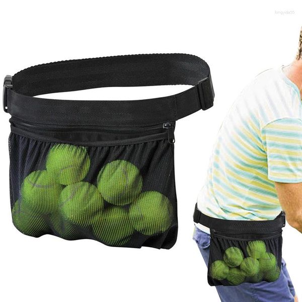 Aufbewahrungsbeutel Tennisball Tragetasche große Kapazität Reißverschluss Taille für Outdoor Sport Handy Halter Mesh Beutel