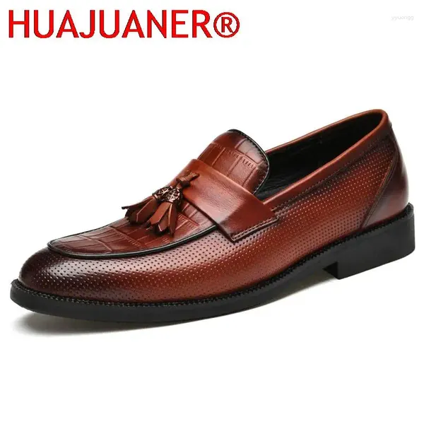 Kleiderschuhe Luxus Herren lässig Quaste Tassel Oxford für Männer bequemer Ausrutscher auf Ladungsanlagen Mann hochwertiger echtes Leder formelle Schuhe