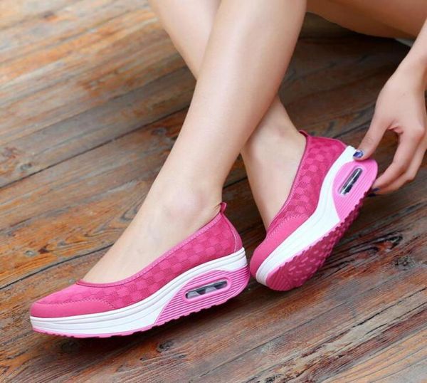 Hot Sale- Fashion Mesh Casual Tenis Schuhe Form Ups Dicke Low Heel Frau Krankenschwester Fitnessschuhe Keilschwingschuhe Mocasins PS Size3498207