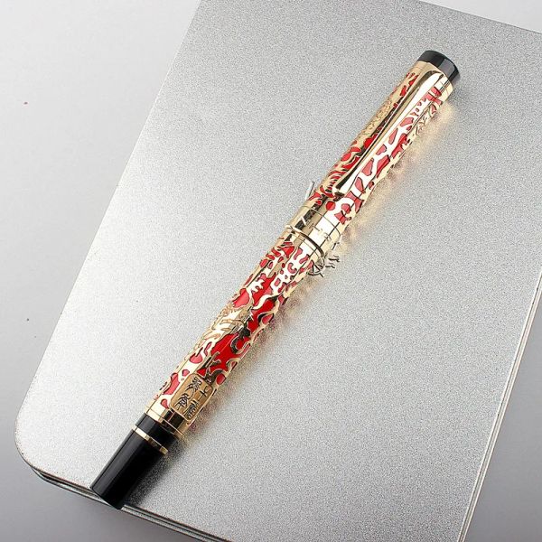 Stifte Neue Luxus hochwertige Jinhao 5 Farbe Golden Dragon Business Office Brunnen Stiftschule Schreibwarenzubehör Tintenstifte