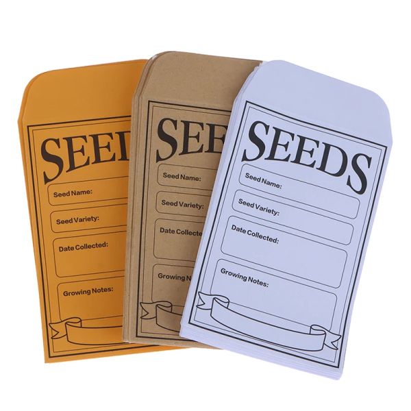 Sacchetti 20 volte buste di semi Kraft carta da autoadesiva risarcibile per il salvataggio dei semi di fiore vegetale per raccolta borse di stoccaggio dei semi di fiori vegetali