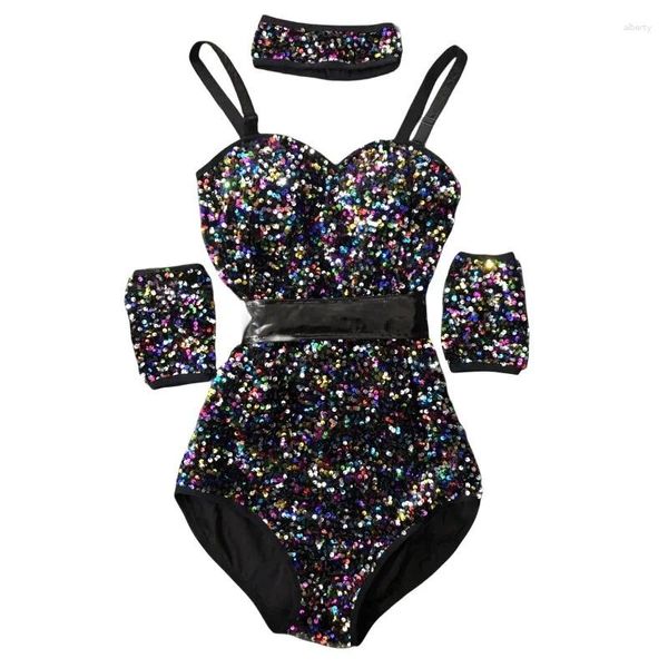 Bühnenbekleidung Multi -Farb -Pailletten BodySuit Sexy Nachtclub weibliche Sängerin Dancer Team DJ Jazz Dance Performance Costume Club Party