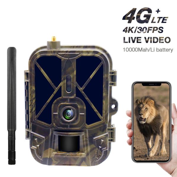 Telecamere 4k Live Stream Media App Clould Service Hunting Trail Camera 10000Mah Libattery 4G 30MP Night Vision Foto Traps HC940Proli