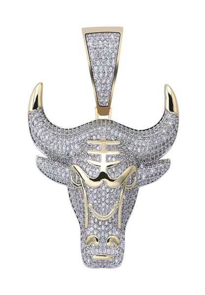 TopGrillz Bull Demon King Gold Silver Color Chain Iced Out Pingente Men com Cadeia de tênis Hip Hoppunk Jóias de moda Y205698433