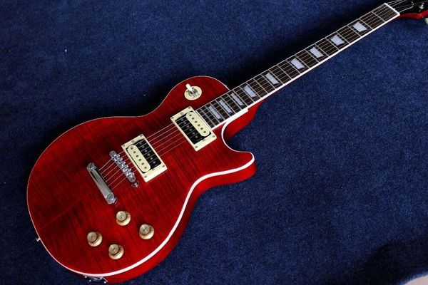LP Standard Red Tiger Modello Electric Guitar Pesca Blossom Legno di legno Rose Legno Tastiera
