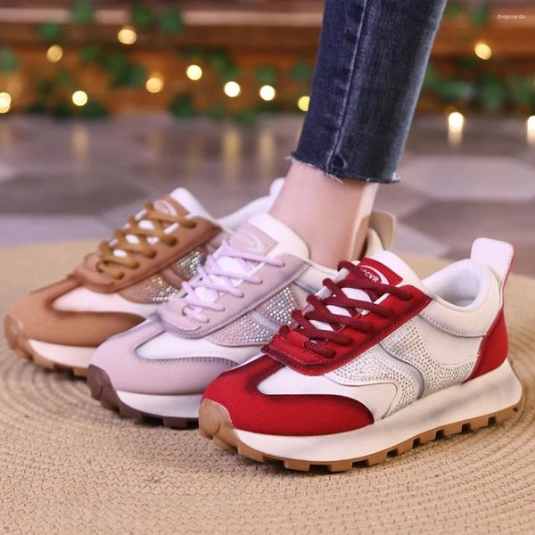 Scarpe casual sneakers per il tempo libero Donne Trendy 2024 Spring Bright Diamond Lace Soppi