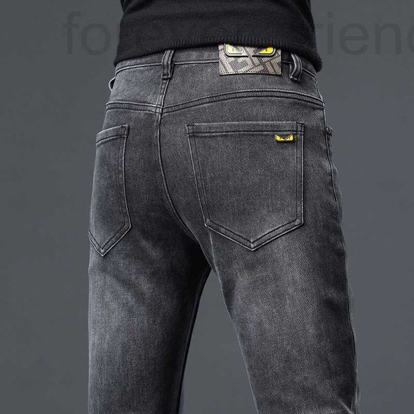 Designer de jeans masculino Hong Kong Moda Jeans, Leggings Slim Fit Men, Autumn e Winter Style, Trendência de estilo coreano, Kid, Calças casuais versáteis lbra