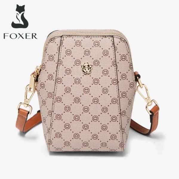 Ведра Foxer PVC кожаная женская сумка мобильного телефона винтажные мешки с плечами кросс кубика