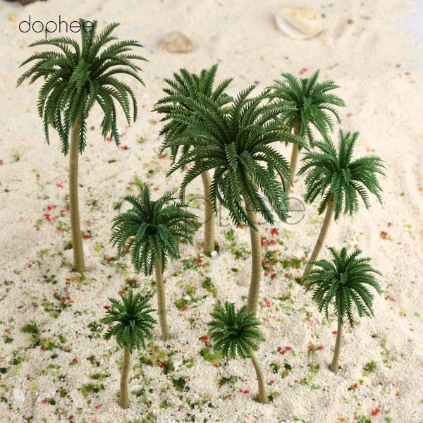 Dekorative Blumen Dophee 15pcs Modell Kokosnussbäume Multi -Gauge -Kunststoff -Palmen -Kulissen Grün grün
