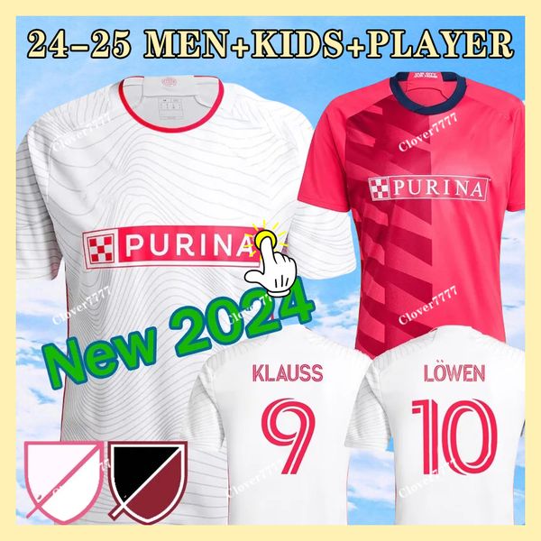 23 24 STL City SC Jerseys Soccer Kids Kit Man 2023 2024 Футбольные рубашки Первичный дом Red Away 3 -й белый слияние понижает Klauss Jackson Nilsson.